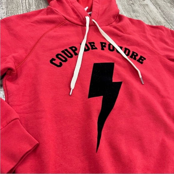 NWT FRAME Shrunken Cotton Hoodie Red Black Size Small Retail $195 - Picture 4 of 8